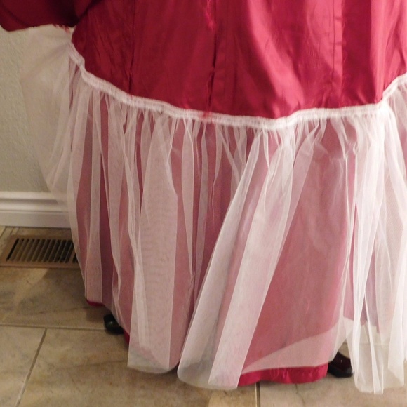 After Six Red Satin Strapless Long Formal - Picture 4 of 4